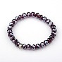 Glass Rondelle Bead Stretch Bracelets, with Antique Silver Plated Alloy Findings, 50mm