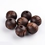 Natural Wood Beads, Lead Free, Dyed, with Carved Pattern, Round, 25mm, Hole: 6~7mm