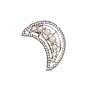 Mariposa/búho/luna/lazo/flor/broche redondo plano de aleación de perlas de imitación, con diamantes de imitación de cristal