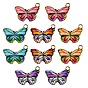 10Pcs 5 Colors Printed Alloy Pendants, Light Gold, Butterfly
