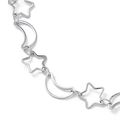 304 bracelets de cheville en chaîne à maillons étoile et lune en acier inoxydable pour hommes femmes