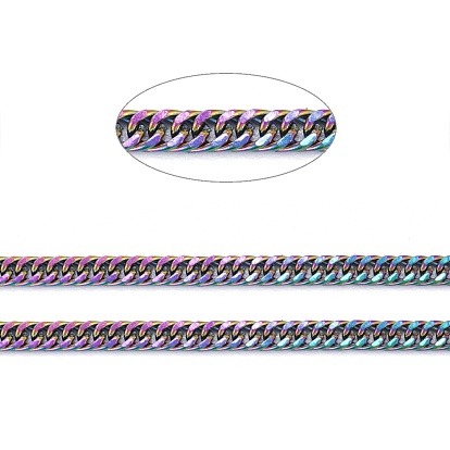 Revestimiento iónico (ip) 304 cadenas de bordillo gruesas con corte de diamante de acero inoxidable, cadena de eslabones cubanos, sin soldar, facetados, con carrete