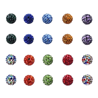20 pcs pavé de perles de boule disco, Perles de strass d'argile polymère , ronde