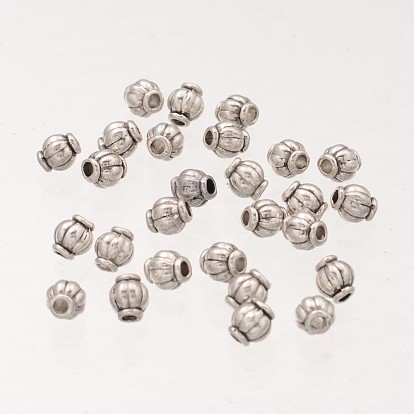 Barrel Tibetan Silver Spacer Beads, Lead Free & Nickel Free & Cadmium Free