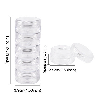 Recipientes de almacenamiento de cuentas de plástico, columna, 5 viales, 3.9x10.5 cm