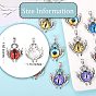 10Pcs 5 Colors Glass Pendants, with Antique Silver Plated Alloy Findings, Evil Eye