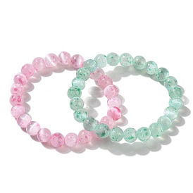Dyed Natural Selenite Round Beaded Stretch Bracelet for Women