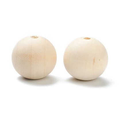Perles en bois naturel non fini, perles rondes en bois en vrac
