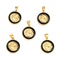 Brass Enamel Pendants, Cadmium Free & Lead Free, Long-Lasting Plated, Flat Round with Virgin Mary, Real 18K Gold Plated