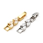 Rack Plating Brass Clear Cubic Zirconia Watch Band Clasps, Cadmium Free & Lead Free, Long-Lasting Plated, Leaf