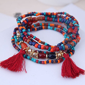 Bohemian Ethnic Style Tassel Multi-layer Bracelet with Beaded Accessories
