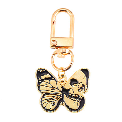 Punk Style Alloy Enamel Pendant Keychain, for Bag Car Pendant, Golden