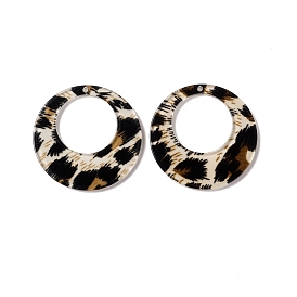 Pendentifs acryliques transparents , bague ronde avec motif imprimé léopard
