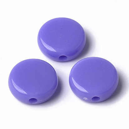 Opaque Acrylic Beads, Flat Round