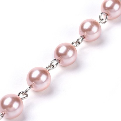Perlas de cristal teñidas hechas a mano con cuentas, sin soldar, con alfiler de hierro