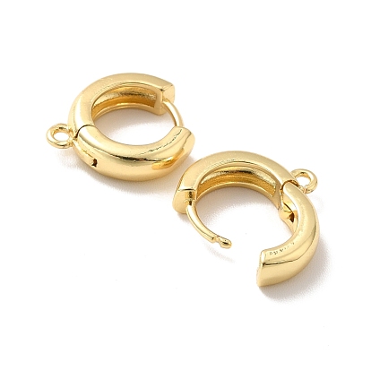 Brass Hoop Earring Findings, with Horizontal Loop, Cadmium Free & Nickel Free & Lead Free, Long-Lasting Plated, Ring