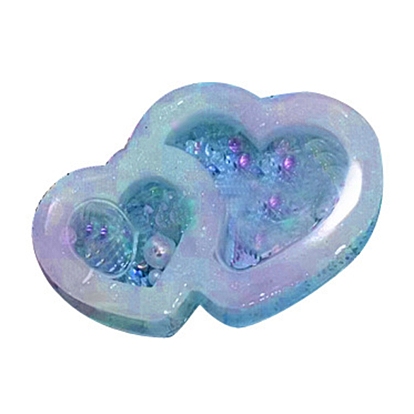 DIY Double Heart Silicone Molds, Quicksand Molds, Resin Casting Molds, for UV Resin, Epoxy Resin Craft Making