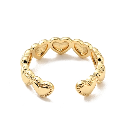Heart Wrap Open Cuff Ring, Rack Plating Brass Jewelry for Women, Cadmium Free & Lead Free