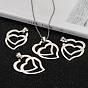 Heart to Heart 201 Stainless Steel Pendants, 39x30x1.5mm, Hole: 4x9mm