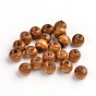 Perles de bois naturel teintes, ronde, sympa pour faire un cadeau de fête des enfants, sans plomb