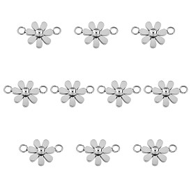 10Pcs 430 Stainless Steel Small Flower Connector Charms, Metal Daisy Pendant for Jewelry Earring Bracelet Handmade Making, with Open Loop