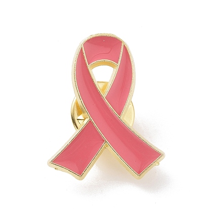 Breast Cancer Awareness Pink Ribbon Enamel Pin, Alloy Badge for Backpack Clothes