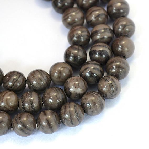 Natural Black Wood Lace Stone Round Bead Strands