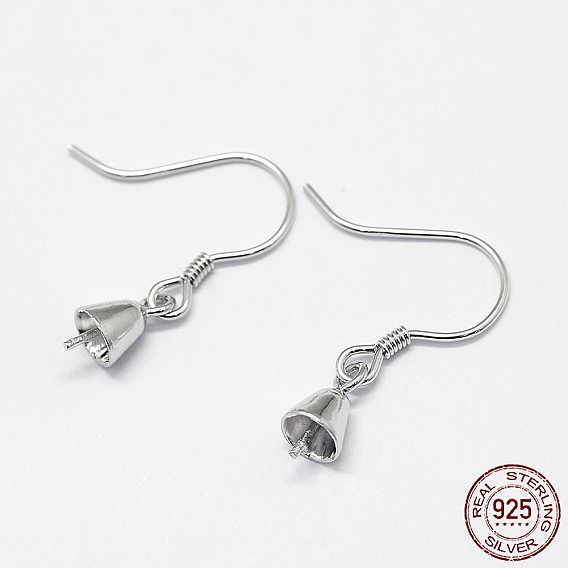 925 Sterling Silver Earring Hooks, for Half Drilled Beads