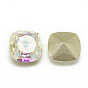 Diy señaló hacia atrás k 9 cabujones de diamantes de imitación de vidrio, chapado en color aleatorio, facetados, plaza
