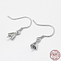 925 Sterling Silver Earring Hooks, for Half Drilled Beads