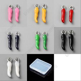 42Pcs 7 Colors Alloy Enamel Pendants, Horn of Plenty/Italian Horn Cornicello Charms