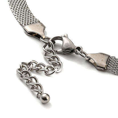 304 collares con colgante de cruz de cristal de acero inoxidable, Gargantillas con cadenas de malla para mujer.