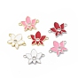 Rack Plating Brass Pave Clear Cubic Zirconia Connector Charms, Lotus Flower Links, with Enamel, Long-Lasting Plated, Lead Free & Cadmium Free