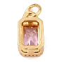 Real 18K Gold Plated Brass Inlaid Cubic Zirconia Charms, with Jump Ring, Long-Lasting Plated, Rectangle