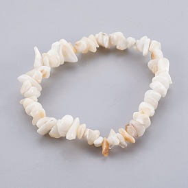 Bracelets extensible de perles de coquillage blanc