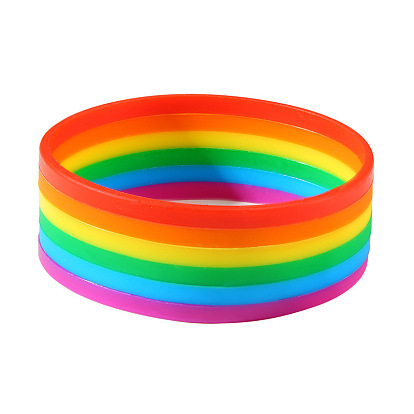 Pulsera de silicona con la bandera del orgullo del color del arco iris, pulsera de cordón para mujer