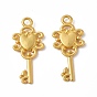 Rack Plating Alloy Pendants, Cadmium Free & Lead Free & Nickle Free, Key with Heart Charms