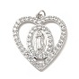 Micro cuivres ouvrent pendentifs zircone cubique, avec anneau de saut, coeur avec religion vierge marie charme