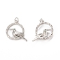 Brass Micro Pave Cubic Zirconia Bird Pendants, with Jump Ring, Ring with Toucan Charm