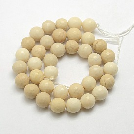 Pierres précieuses naturelles perles rondes de bois pétrifié brins, teint, facette
