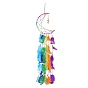 Décorations pendentif pompon en plumes de lune couleur arc-en-ciel, Ornement enveloppé de cordon en polyester avec perle en bois, pour la décoration intérieure