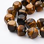 Natural Tiger Eye Beads Strands, with Seed Beads, Six Sided Celestial Dice, Faceted