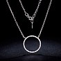 SHEGRACE Simple Design 925 Sterling Silver Pendant Necklaces, Micro Pave Grade AAA Cubic Zirconia Ring Pendant and Spring Ring Clasps