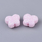 Opaque Acrylic Beads, with Glitter Powder, Butterfly