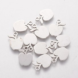 304 Stainless Steel Charms, Laser Cut, Apple