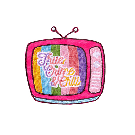 Television with Rainbow & Word Computerized Embroidery Cloth Iron on/Sew on Patches, Costume Accessories, Appliques