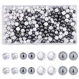 SUPERFINDINGS 400Pcs 4 Style Synthetic Gemstone Beads, Round