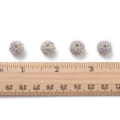 Alloy Rhinestone Beads, Grade A, Round, Silver Color Plated, Hole: 2mm