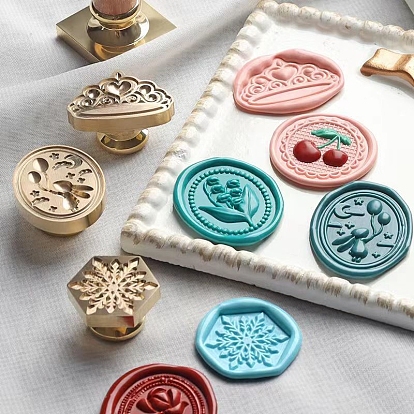 Golden Tone Wax Seal Alloy Stamp Head, for Invitations, Envelopes, Gift Packing