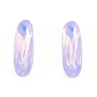 K9 Glass Rhinestone Cabochons, Pointed Back & Back Plated, Faceted, Oval